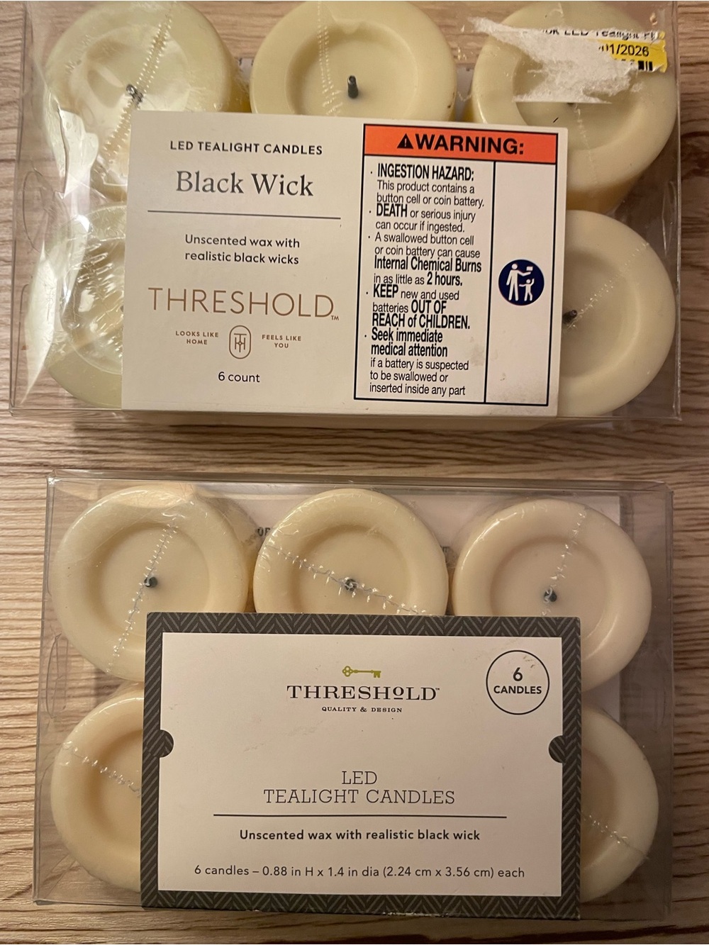 Threshold LED Tealight Candles - Unscented Cream (6 Count) X2 New